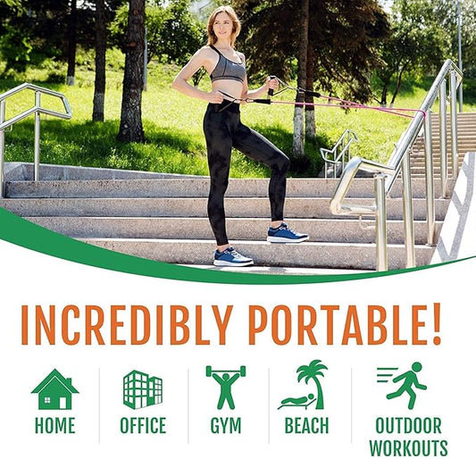 11-in-1 Resistance Band Set for Home Gym | Power Resistance Toning Tube | Adjustable Strength Training Bands | Body Stretching & Workout Equipment | Foam Handles & Door Anchor | Unisex | Multicolor