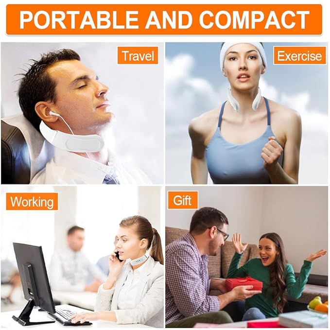 Intelligent Portable Neck Massager with Heat - 6 Modes & 16 Levels Intensity - Cordless Pulse Massage for Neck Pain Relief & Blood Circulation