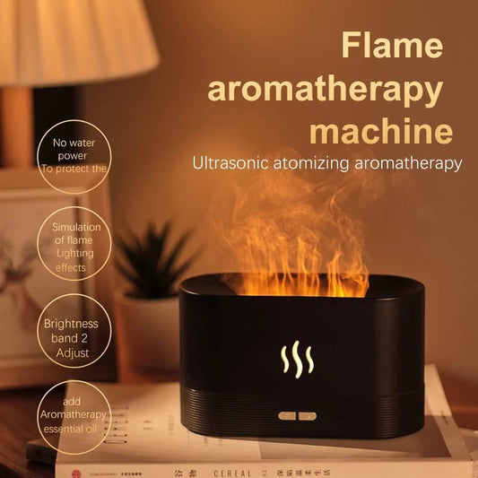 Aromatherapy Flame Light Quiet Mist Humidifiers Aroma Air Diffusers with Auto Shut-Off Protection Mini Flame Light Humidifier Atomization Auto Shut Off Night Light USB Humidifier