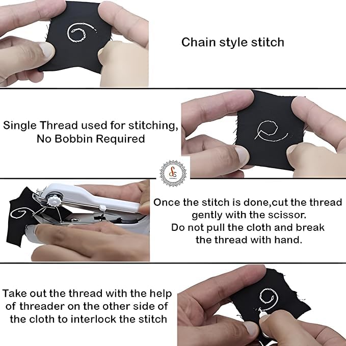 Electric Hand Stitching Machine Portable Handheld Sewing Machine for Home Tailoring, Travel & Emergency Use | Compact Stapler Mini Silai Machine | DIY Crafts & Clothes Repair Kit