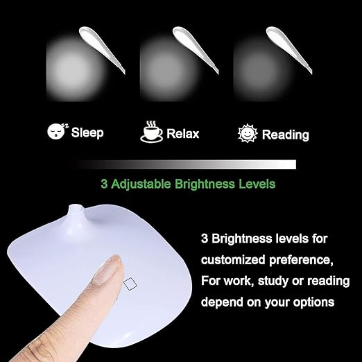 Led Touch On/off Switch Desk Lamp/Student Study Reading Dimmer Rechargeable Led Table Lamps White Pack of 1