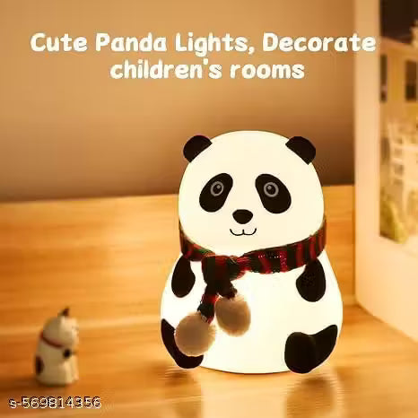 Cute Panda Silicone Night Light for Kids – Multicolor Touch Sensor LED Lamp with Scarf Design