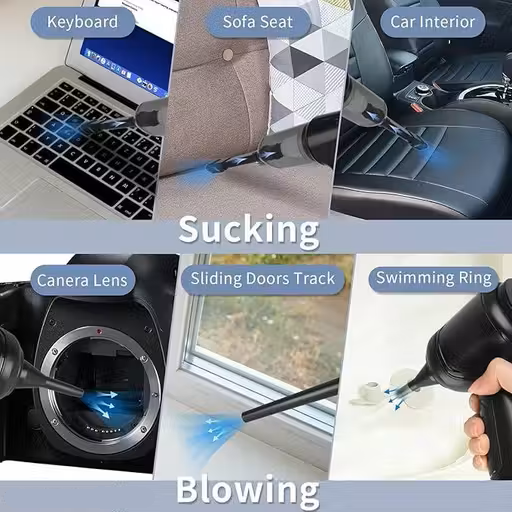 Car Vacuum Cleaner 2 in 1 with 3 Attachments & Blower | Cordless Handheld Vacuum Cleaner for Wet & Dry Cleaning for Home/Office/Car/Keyboard/Travel/Sofa/Office (RoyalBlack)