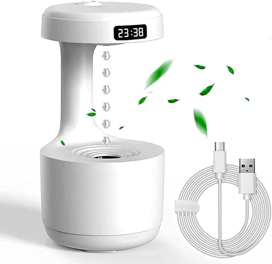 Anti-Gravity Clock Humidifier with Night Light & Decor – 6M Warranty Portable Room Air Purifier