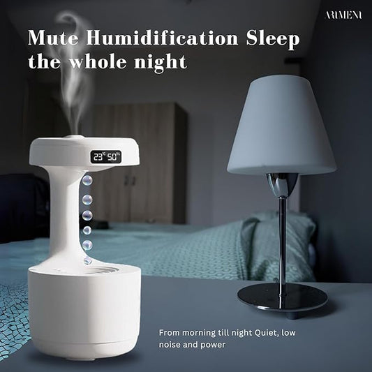 Anti-Gravity Clock Humidifier with Night Light & Decor – 6M Warranty Portable Room Air Purifier