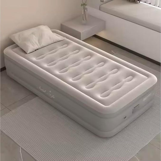 Single Air Bed with Built-in Pump | Inflatable Mattress for Home, Camping & Travel | Quick Self-Inflation, 198x100x40cm