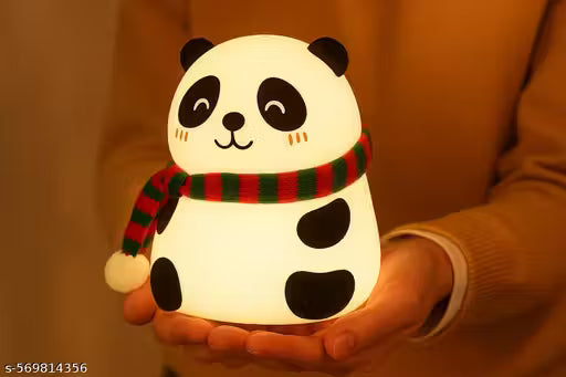 Cute Panda Silicone Night Light for Kids – Multicolor Touch Sensor LED Lamp with Scarf Design