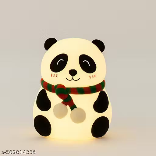 Cute Panda Silicone Night Light for Kids – Multicolor Touch Sensor LED Lamp with Scarf Design