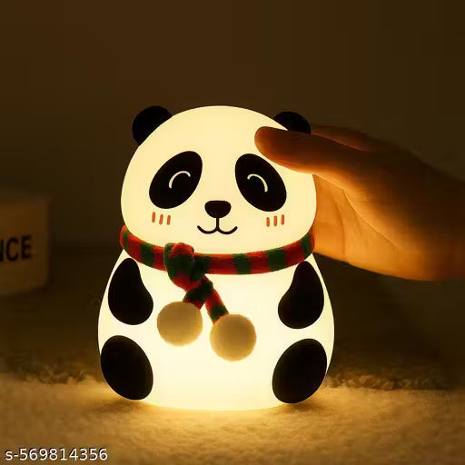 Cute Panda Silicone Night Light for Kids – Multicolor Touch Sensor LED Lamp with Scarf Design