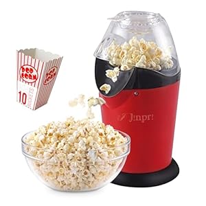 Hot Air Popcorn Popper Maker – 16-Cup Capacity, Oil-Free, Electric Popcorn Machine with Measuring Cup & Butter Melter, Fast Popping, BPA-Free, Red with 10 buckets(Popcorn Maker)