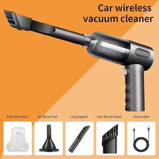 Car Vacuum Cleaner 2 in 1 with 3 Attachments & Blower | Cordless Handheld Vacuum Cleaner for Wet & Dry Cleaning for Home/Office/Car/Keyboard/Travel/Sofa/Office (RoyalBlack)